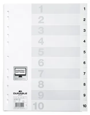 Obrázok produktu pre DURABLE 6162-02 Plastové registračné čísla A4 10 ks 1 - 10