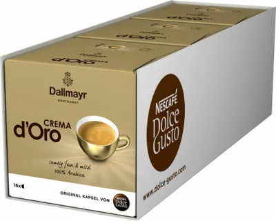 Produktbild von Nescafé Dolce Gusto Dallmayr Crema d´Oro, Kaffee, Kaffeekapsel, 3er Pack, 3 x 16 Kapseln