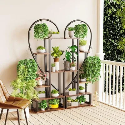Produktbild von Famanu Pflanzenregal Herzform - 12 Etagen - 112x28x165cm