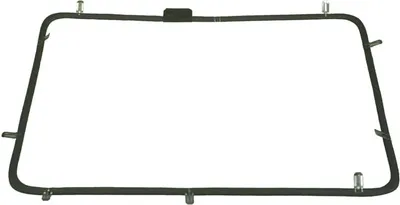 A black oven door seal with metal clips, isolated on a white background.