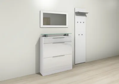 Produktbild von Garderobenset Schuhschrank "Oliva1" weiß-hochglanz