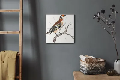 Produktbild von Coloray Hodiny Unikátní 30x30 cm  Tiché hodiny Pro obývací pokoj a kuchyň Nástěnné hodiny Plátno Bílé ručičky hodin - Větev zvířat ptáků