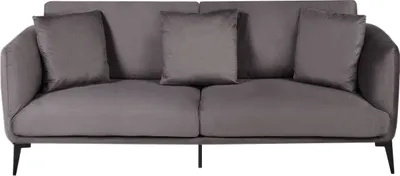 Produktbild von BELIANI Sofa Taupe aus Samtstoff 3-Sitzer Gepolstert mit Kissen Modernes Design Skandinavischer Stil Polstersofa Stoffsofa Wohnzimmer