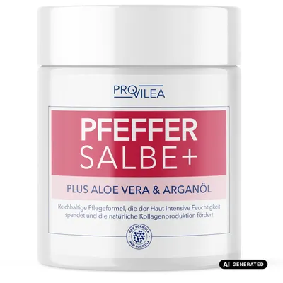 Produktbild von Provilea Pfeffersalbe | Plus Aloe Vera & Arganöl | intensive Feuchtigkeitspflege | 100 ml Inhalt, KI-generiertes Bild