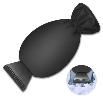 Immagine prodotto di Raschietto per ghiaccio con guanto raschiaghiaccio auto - Nero - Impugnatura antiscivolo - 35 x 16,5 cm - Per auto e finestrini