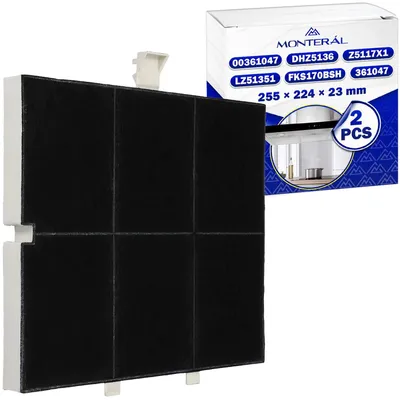 2 Kohlefilter für Dunstabzugshaube, 255x224x23 mm