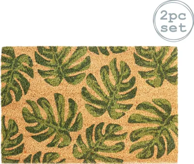 Produktbild von Nicola Spring Kokosfaser-Fußmatten – 60 x 40 cm – Monstera – 2er-Pack