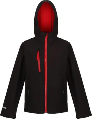 Produktbild von Regatta - "Ablaze" Softshelljacke mit Kapuze für Kinder FK2529 (152-158) (Schwarz/Rot)