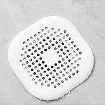 Image de Filet pour siphon de sol avec ventouse – Filtre anti-cheveux pour douche – Tapis pour siphon de sol de cuisine et de salle de bain – Blanc