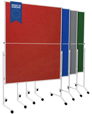 Produktbild von Moderationstafel FOLD - Filz-Metaplanwand 120x150 cm - klappbar Rot - Moderationswand mit Filz- Oberfläche & Rollen - mobil & beidseitig nutzbar