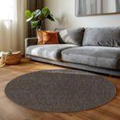 Zdjęcie produktu dla Nowoczesny dywan z krótkim włosiem o subtelnej strukturze – prosty i stylowy do salonu i sypialni,Rozmiar: 160 cm Okrągły, Kolor: Brązowy