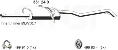Produktbild von ERNST 351249 Endschalldämpfer passend für MERCEDES-BENZ A-Klasse (W168) Auspuff