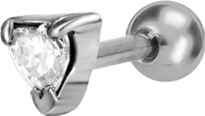 Produktbild von Tragus Micro Barbell Piercing Stahl - Zirkonia Stein Weiss Herz 3mm - BTRZ-HE03 - 5.0 Millimeter