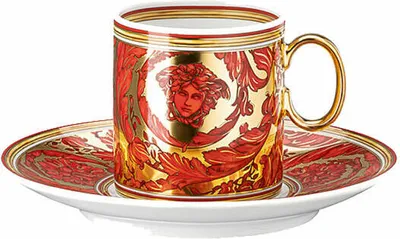 Immagine prodotto di Rosenthal Versace Espressotasse 2-tlg. Medusa Garland Red, Porzellan, 100 ml, 19335-409958-14715