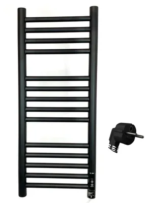 Elektrischer Handtuchheizkörper 300x720 mm Schwarz Edelstahl