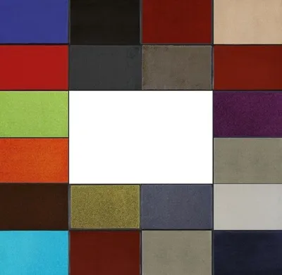 A collage of different colored mats.