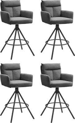 Produktbild von Barhocker - Grau - Schwarz - Cordbezug - Metallgestell - drehbar - 4er Set