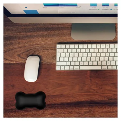 Produktbild von Handballenauflage aus Silikon und Kunstleder - Ergonomische Handgelenkauflage für Büro und Gaming - Handgelenkstütze in Schwarz