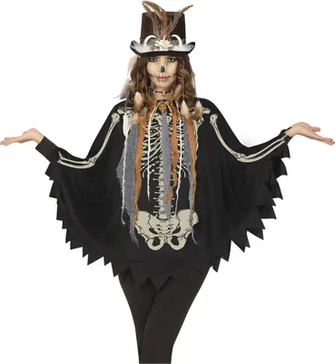 Produktbild von Voodoo Skelett Poncho für Halloween Größe: L (42-44)