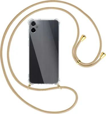 Produktbild von Handykette Backcover-Schutzhülle mit Band (Metall goldfarben) für Samsung Galaxy A05 (SM-A055) - caramel