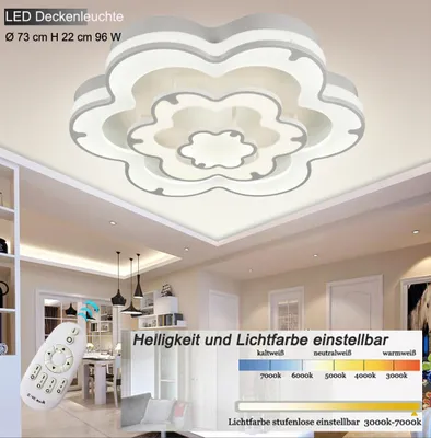 Obrázok produktu pre LED stropné svietidlo 2118-3 Ø 73 cm H 22 cm 96 W kvetinový dizajn farba svetla/jas nastaviteľný A+
