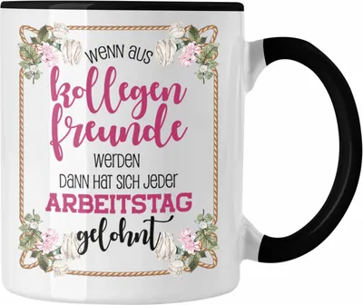 Produktbild von Trendation - Wenn Aus Kollegen Freunde Werden Tasse Geschenk Jobwechsel Neuer Job Abschied Kollegen Kollegin (Schwarz)