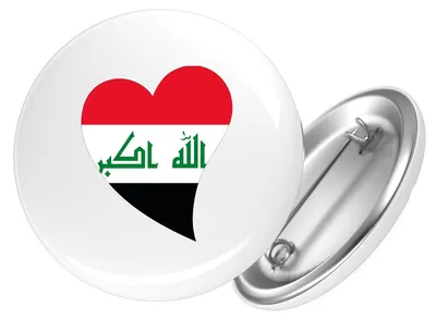 Produktbild von Huuraa Button Irak Flagge Herz 25mm rund mit Sicherheitsnadel Ansteckbutton Geschenkidee