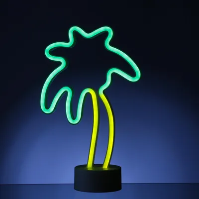 Produktbild von LED NEON Figur Palme - Neonlicht - H: 30cm - Batterie oder USB Betrieb - stehend - gelb/grün