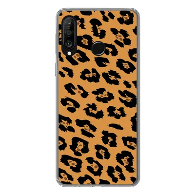 Produktbild von MuchoWow® Handyhülle Schutzhülle Hülle für Huawei P30 Lite Pantherdruck - Orange - Schwarz Silikon Softcase Handy Hülle - Handyhülle