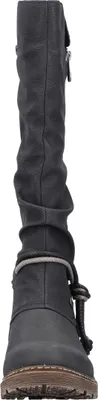Produktbild von Rieker Damen Stiefel Zierreißverschluss Kordeln Langschaft Z4759, Größe:40 EU, Farbe:Schwarz