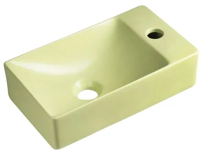 Productafbeelding van Sapho MARGITHA keramisch wastafel, 38x22 cm, met afvoergat aan de rechterkant, in pistaciekleur
