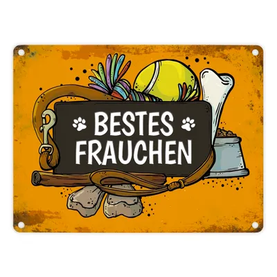Produktbild von Metallschild mit Spruch: Bestes Frauchen Blechschild Schild Dekoration