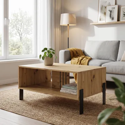 Produktbild von Masseno Couchtisch VALOZA 100 cm Kaffetisch für Wohnzimmer Sofatisch Wohnzimmertisch Eiche Artisan