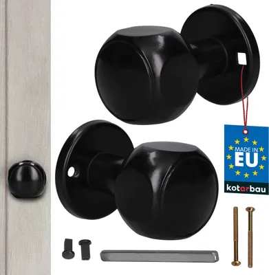 Produktbild von KOTARBAU® Türknauf Drehbar Schwarz Aluminium Türgriffe Innentüren Drehtürknopf Türknauf Haustür Drehknauf Tür Türbeschlag Knauf Außen Türknopf Drehbar Drehknauf Zimmertür Drehknauf Türbeschlag