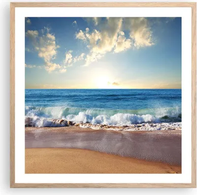 Produktbild von Gerahmtes Poster - Rahmen in heller Eiche - Meer Ufer Wasser - 60x60 cm - Wand Bild - Wanddeko - Wandbilder - Kunstposter - Wandposter - Bilderrahmen - Bilder - Kunstdruck - Wandbild - P2NAC60x60-3551