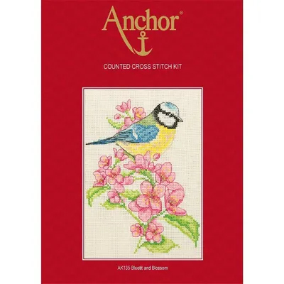 Produktbild von Kreuzstich-Set mit Anker "Bluetit und Blossom"