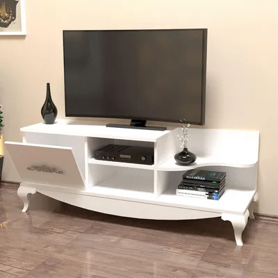 Image de Rinaldo - Meuble TV, 130x45x51h cm Blanc, 2 Étagères