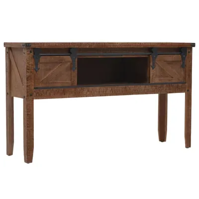 Immagine prodotto di The Living Store Tavolo consolle in legno massiccio di abete 131x35,5x75 cm marrone