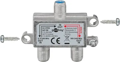 Produktbild von Goobay SAT EW, Kabelkombinierer, 950 - 2400 MHz, Silber, Metall, Weiblich/Weiblich, 1 Stück(e)