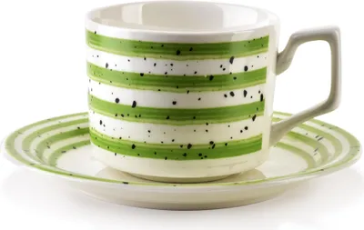 Image de Mondex | Set de tasses - 6 pièces - Vert - Porcelaine de haute qualité - Set cadeau élégant