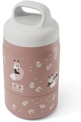 Image de Lunchbox Isotherme Enfant MONBENTO Handy Fox, 2 Compartiments 350 ml et 150 ml, Hermétique avec Poignée