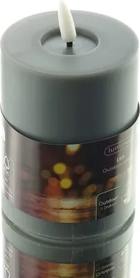 Produktbild von Lumineo LED-Kerze Grau aus Wachs Ø 7,5 cm 14,3 cm