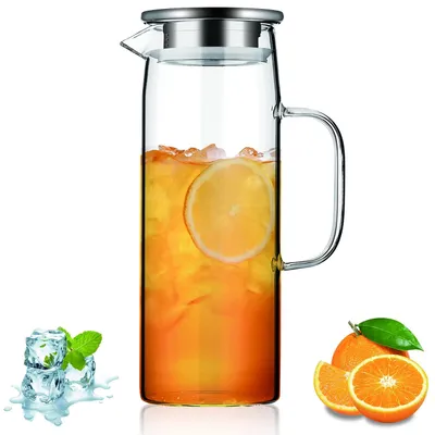Glaskanne 1500 ml, hitzebeständig, Borosilikatglas, mit Deckel