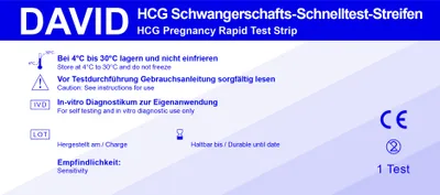 Produktbild von 50 x David Schwangerschaftstest Streifen 10 miu/ml HCG Schnelltest