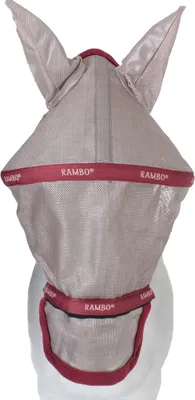 Produktbild von Horseware Rambo Plus Fly Mask Untreated, Größe:Warmblut, Farbe:oatmeal/cherry