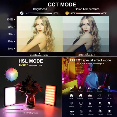 Obrázek produktu pro LED videolampa, dobíjecí, 2500–9500 K, osvětlení pro focení a živé přenosy