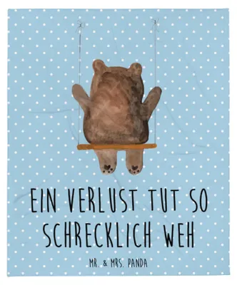 Produktbild von Mr. & Mrs. Panda Bettdecke Bär Schaukel - Blau Pastell - Geschenk, Plüschdecke, Teddy, Decke, Couchdecke, Plaid, Tagesdecke