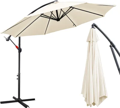 Image de Tente de plage TolleTour Parasol pivotant à 360° Ø300cm Protection UV Parasol à manivelle UV50+ Parasol de jardin Parasol de marché Beige