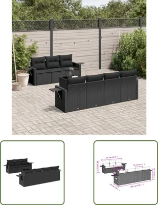 Produktbild von The Living Store 8-tlg. Garten-Sofagarnitur mit Kissen Schwarz Poly Rattan