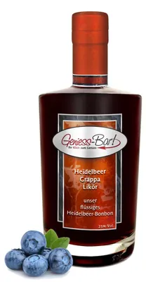Produktbild von Heidelbeer Grappa Likör 0,7 L Likörspezialität aus Italien 25% Vol